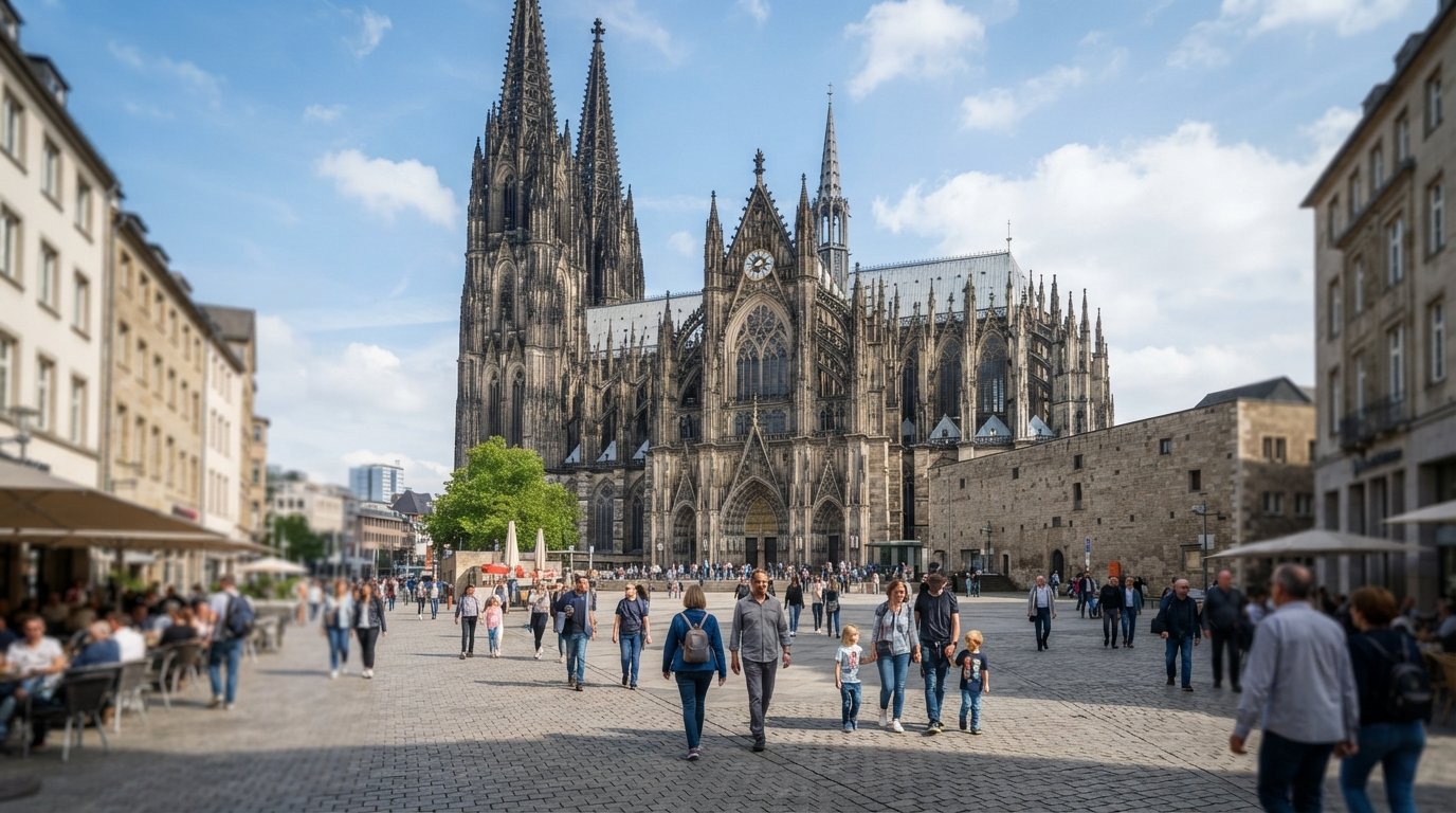 Altstadt-Nord, Köln: Katedralskygger, Kölschhaller og gammel by ved floden